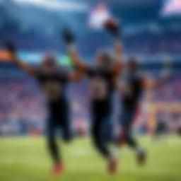 Football players celebrating a touchdown in an NFL game