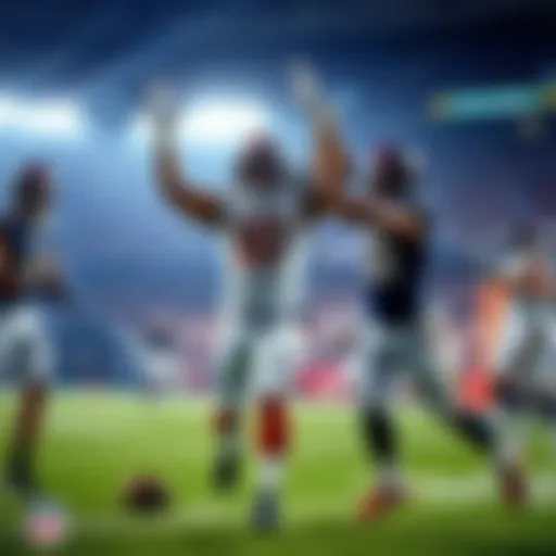 Players celebrating after a touchdown during the first half of an NFL game in Week 2.