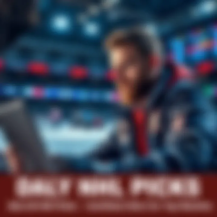 A confident bettor analyzing NHL match statistics and odds on a laptop