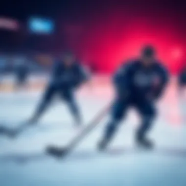 Hockey players on ice with betting odds displayed nearby