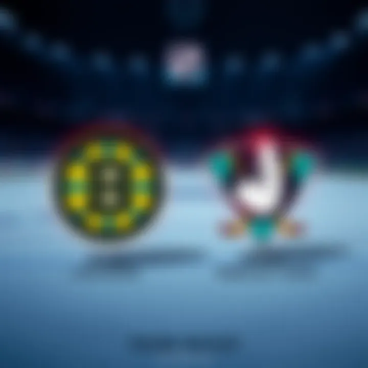 A graphic showing NHL team logos, highlighting Bruins and Ducks with high win probabilities