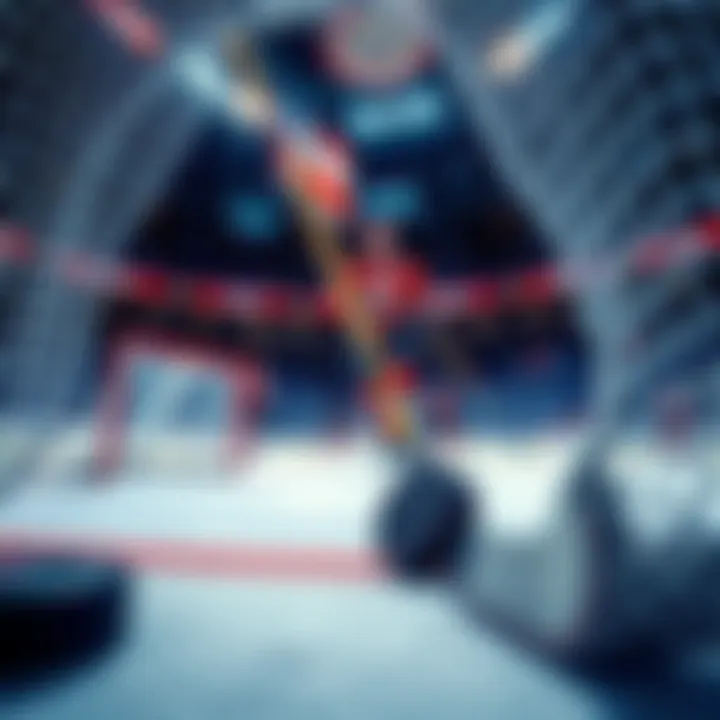 Graphic showing trends in NHL overs betting with hockey elements like pucks and goal nets