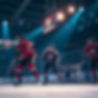 Exciting hockey players compete on the ice during an NHL game