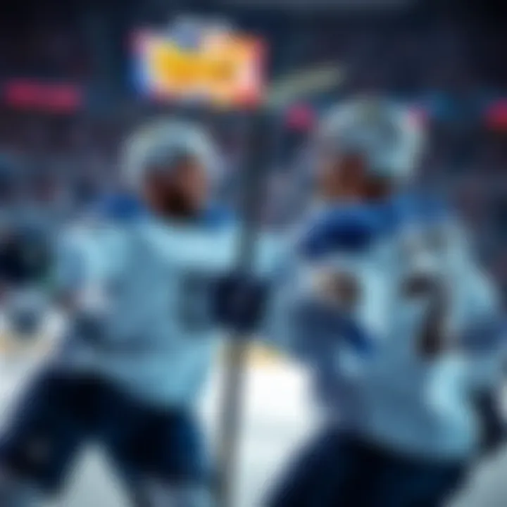 Highlight of NHL players Sam Carrick and Jonathan Aspirot celebrating after scoring goals during a game this week.