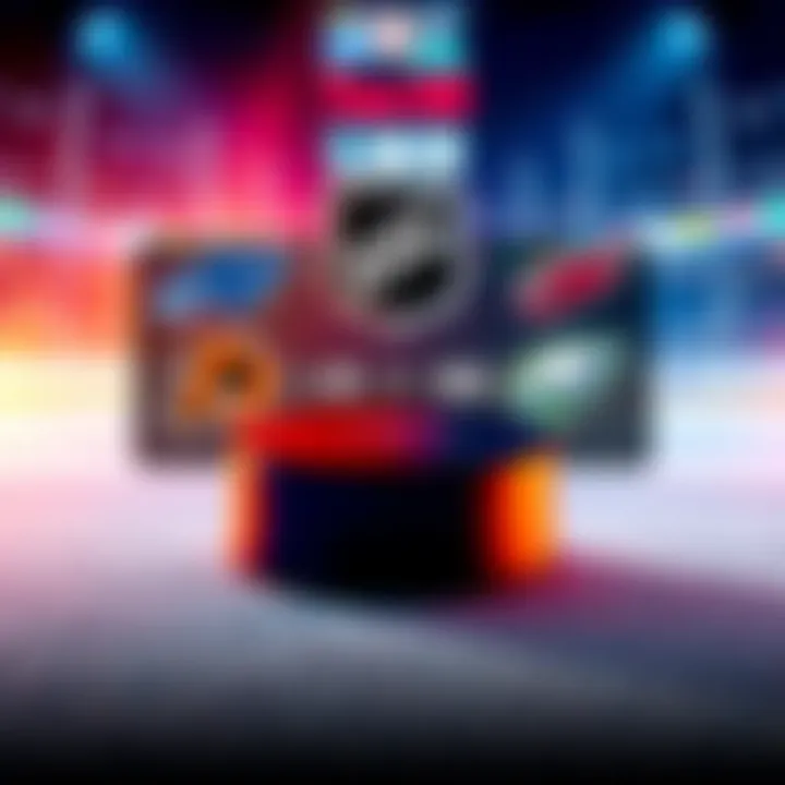 A graphic showing NHL team logos with betting odds and a hockey puck