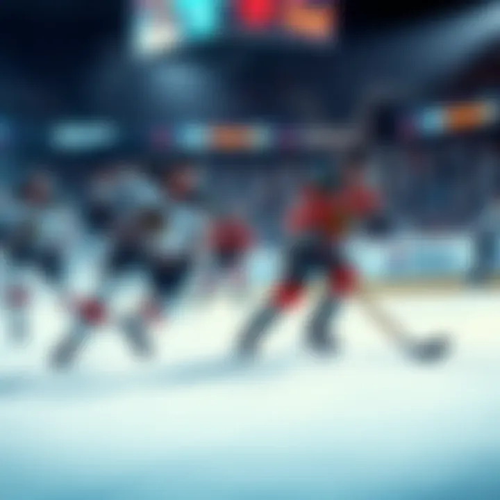 NHL players in action during a game, showcasing intense gameplay and competition
