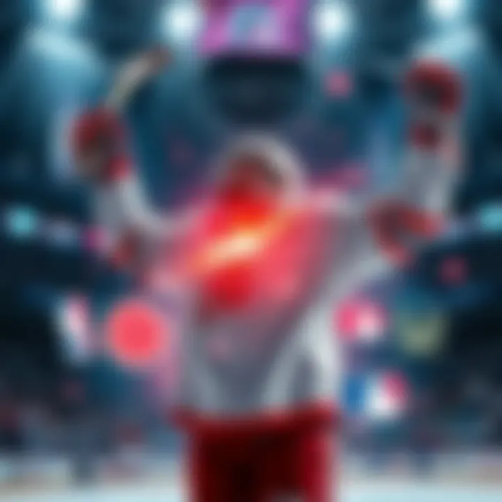 NHL Saturday Success Graphic showing a hockey player celebrating a victory, surrounded by symbols of NBA and MLB, representing a sports betting sweep