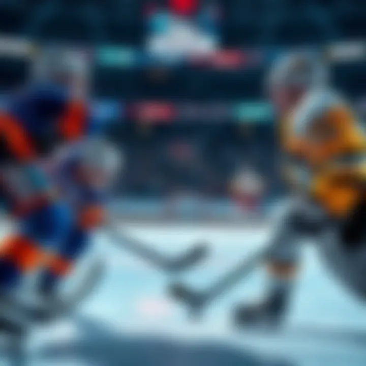 New York Islanders facing off against Pittsburgh Penguins on the ice during an NHL game