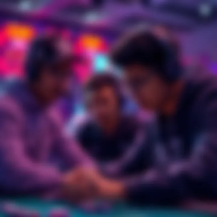 Players in action analyzing strategies during Nightcap ATGS Lay game performance.