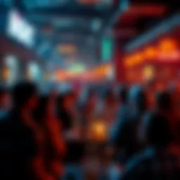 People discussing the hottest topics of the night at a vibrant gathering