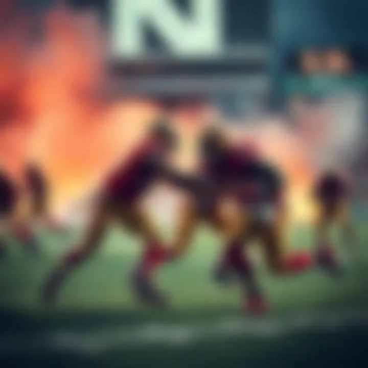 Niners vs Dawg Pound Matchup Players from the Niners and Dawg Pound compete fiercely on the field during a football game