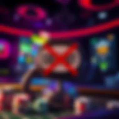 No Cashout Policy in Gaming Graphic showing a gaming setup with a crossed-out cashout button, representing no cashout policies in games.