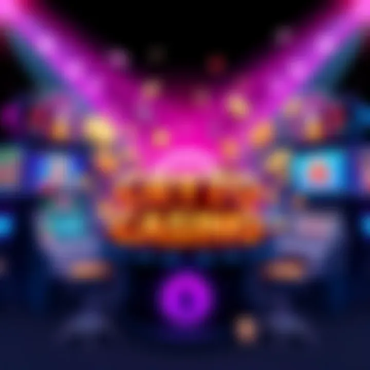 Non-KYC Crypto Casino Features A vibrant graphic showcasing various non-KYC crypto casino games with icons of popular coins and gaming elements like cards and slot machines.