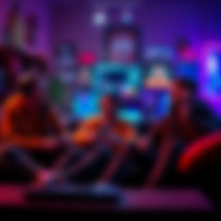 A non-VIP gamer sitting on a couch, playing video games with friends, sharing laughs and experiences.