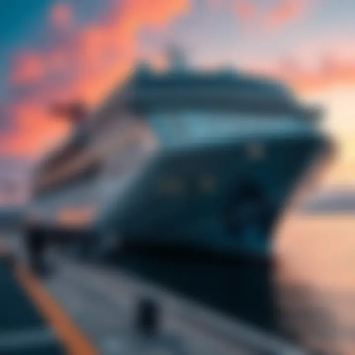 A large Norwegian cruise ship docked at a port with passengers boarding and luggage being loaded.