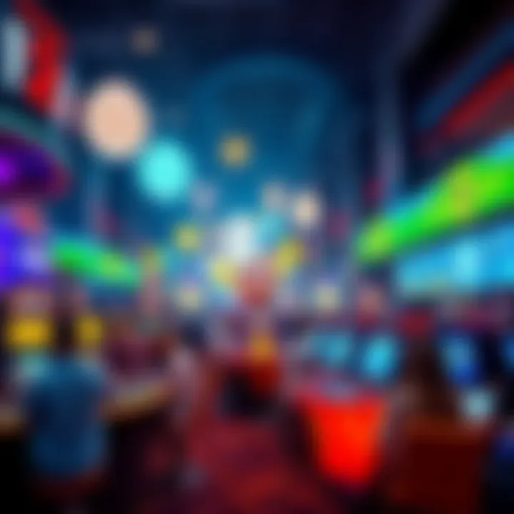 A vibrant casino scene in New York City with dealers and patrons enjoying games, highlighting competitive pay rates.