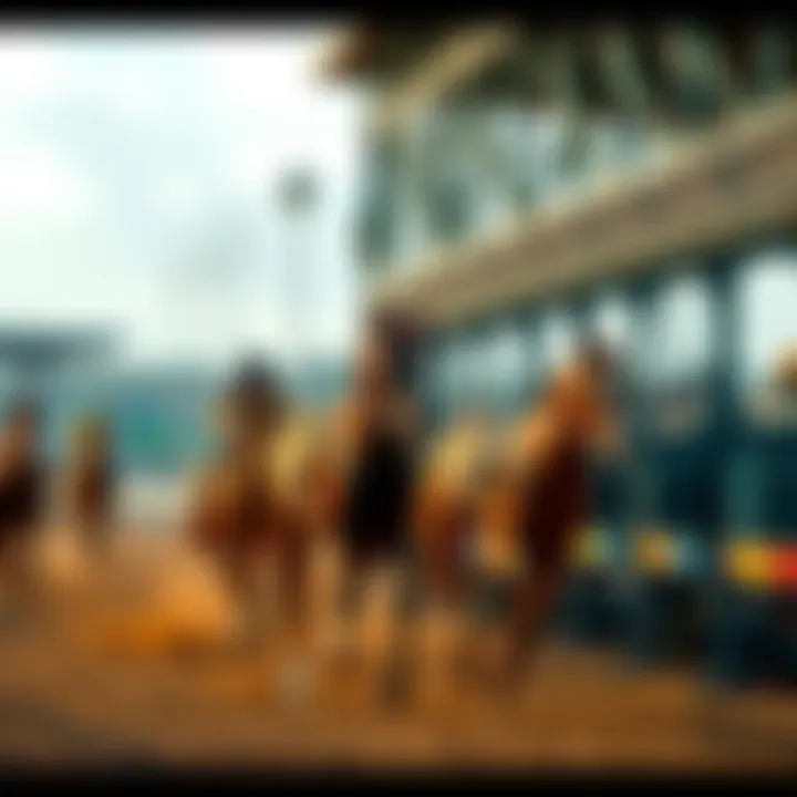 Horses at the starting gate during a race at Oaklawn Park, showcasing post positions.