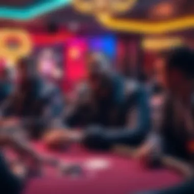 A loud player making outrageous bets and disrupting the gaming atmosphere with fellow players looking annoyed