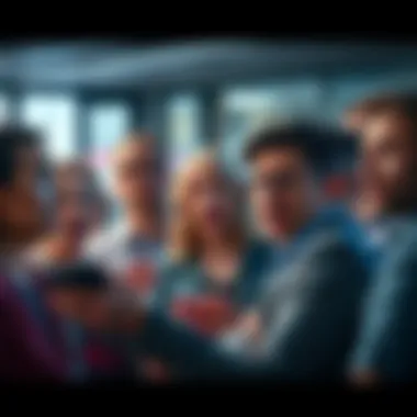 A group of people discussing recent news in the OMG community, showing expressions of surprise and concern.