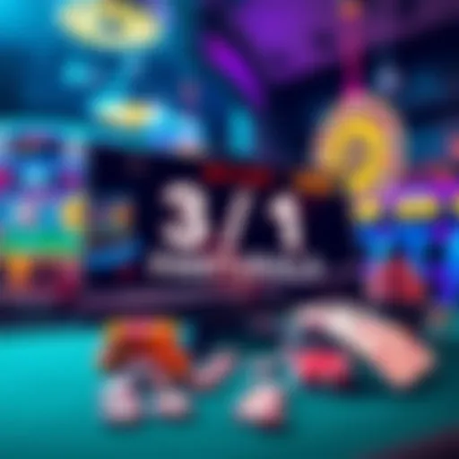 A digital betting interface showcasing a 3 to 1 payout on naturals, with a vibrant casino theme