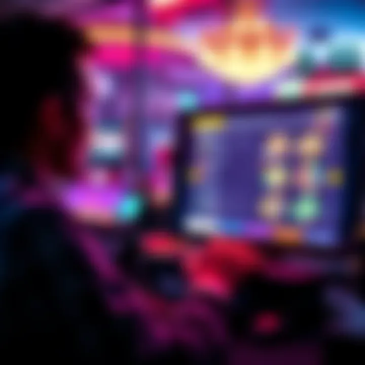 A person looking at a computer screen displaying online casino bonuses and promotions