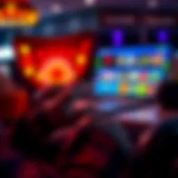 A person exploring online casino options on a laptop with vibrant game graphics displayed