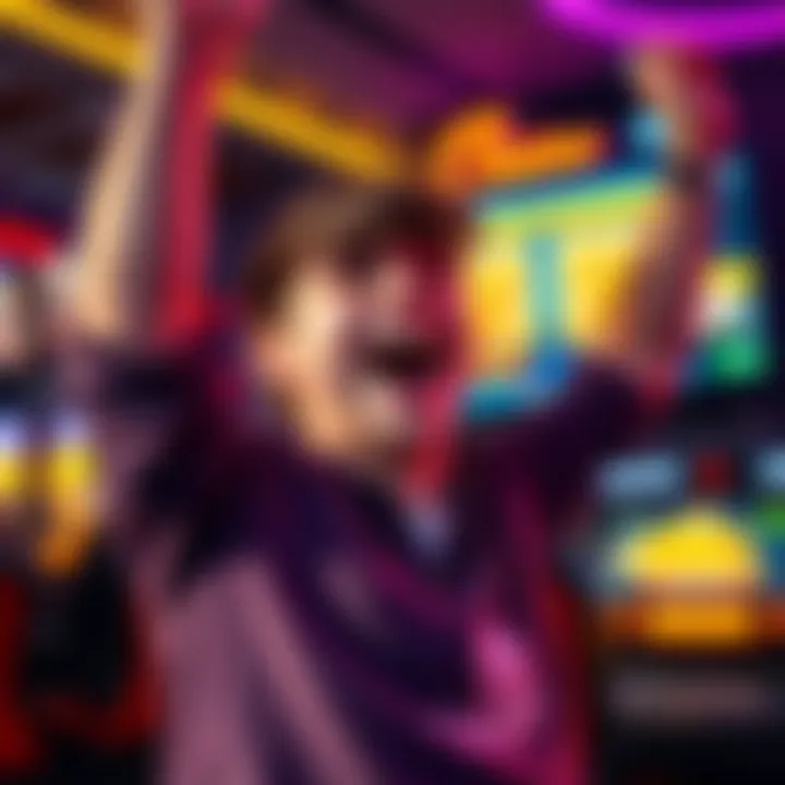 A young person joyfully celebrates after winning $150 from a $30 online bet, with casino graphics on the screen in the background.