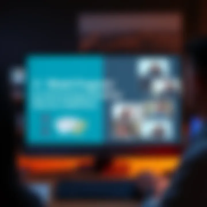 A computer screen displaying an online program for overcoming gambling addiction with supportive texts and images of people connecting online.