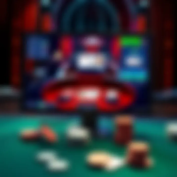 A computer screen showing an online poker game with cards and chips, representing the online poker scene in Mexico.