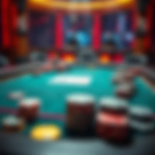 A poker table set up with playing cards and chips, symbolizing online poker in Thailand.