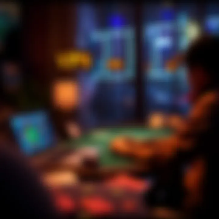 A person playing online poker on a laptop with a VPN setup in a cozy room, illustrating the privacy of online gaming.