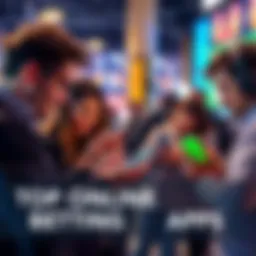 Group of people discussing their favorite online betting apps while using smartphones