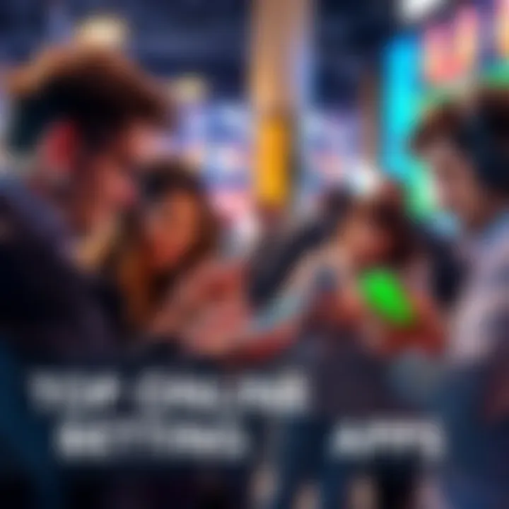 Group of people discussing their favorite online betting apps while using smartphones
