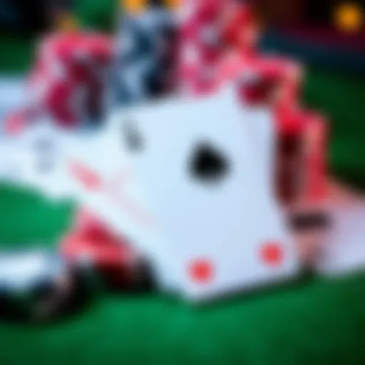A close-up of poker chips and playing cards on a green felt table, symbolizing online blackjack winnings and decision-making on whether to quit or keep playing.