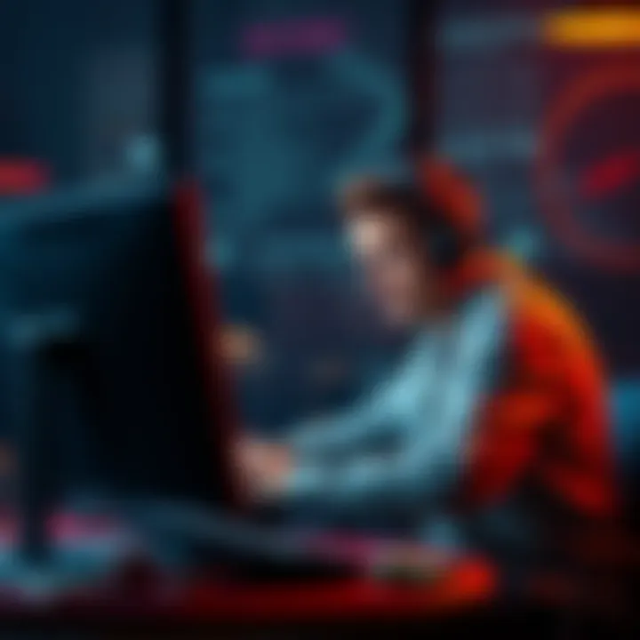A person sitting at a computer, frustrated while reading dismissive comments about blackjack strategies online.
