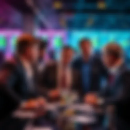 A group of experts discussing online casino audits in a professional setting