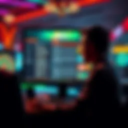 A worried player looking at a computer screen showing a casino website with confusing terms and conditions