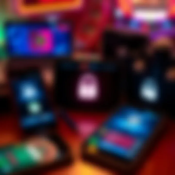 Online Casino Devices with Network Icon Various mobile devices displaying online casino apps with a network access icon, symbolizing new permissions being requested