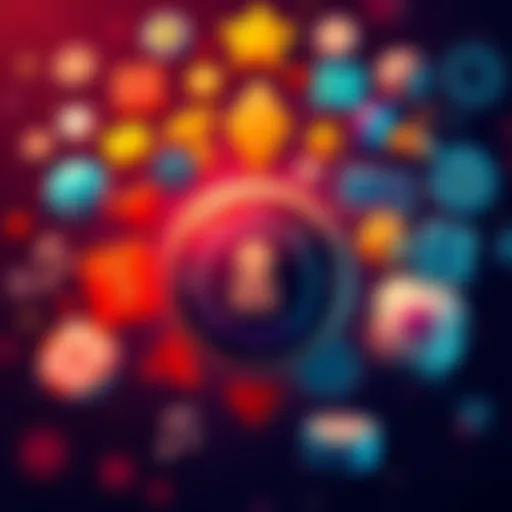 A collage of icons representing online casino features like loyalty points, trust symbols, and payment methods for deposits and withdrawals.