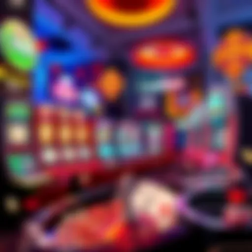 A colorful display of various online casino games including slot machines, card games, and roulette, showcasing an exciting gaming atmosphere.