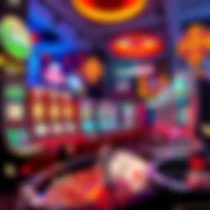 A colorful display of various online casino games including slot machines, card games, and roulette, showcasing an exciting gaming atmosphere.