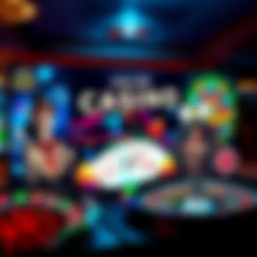 A variety of online casino games displayed on a screen, featuring slots, poker, and roulette.