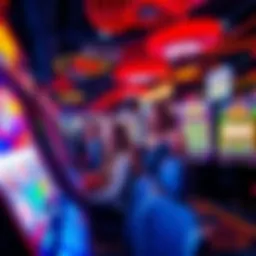 A lively online casino scene with colorful slot machines and cheerful players enjoying their gaming experience.