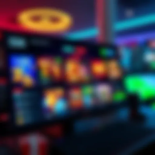 A modern online casino interface showing various games and vibrant graphics on a computer screen