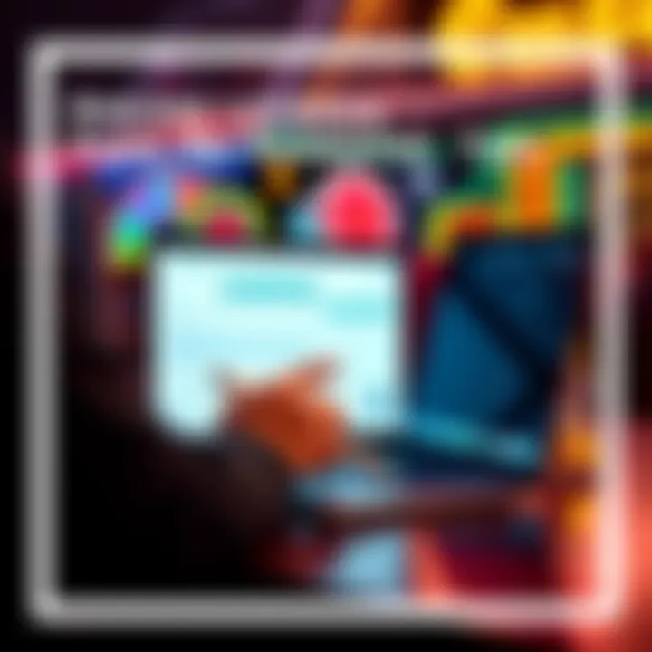 A person filling out an online application for a casino license on a laptop with casino-themed graphics in the background.