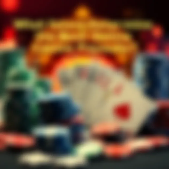 A visual representation of online casino payout factors like RTP, volatility, bonus terms, and withdrawal speed with casino chips and cards in the background.