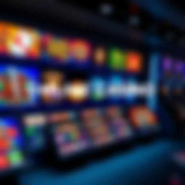 A colorful display of online casino games showing sign-up bonuses and free spins promotions