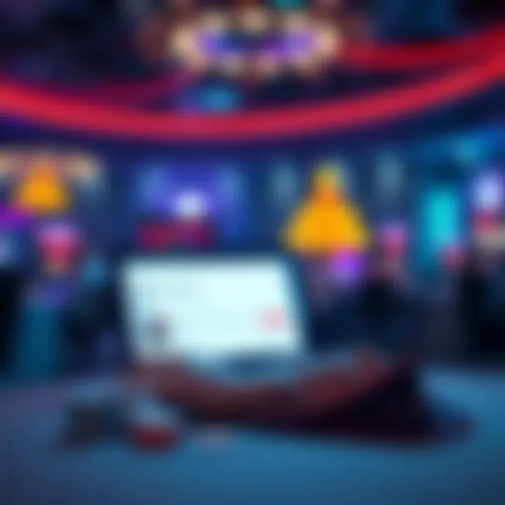 A person reading online reviews about casinos on a laptop