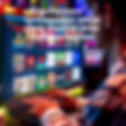 A person looking at various online casino options on a computer screen.