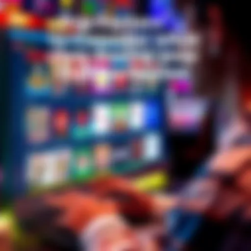 A person looking at various online casino options on a computer screen.